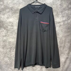 G/FORE Long Sleeve Golf Polo Shirt Mens L Black Aria Las Vegas Logo Pocket